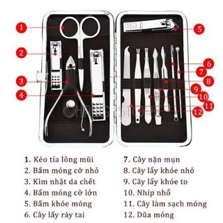 Bộ bấm móng tay 12 món, bộ kiềm bấm móng 12 chi tiết loại 1