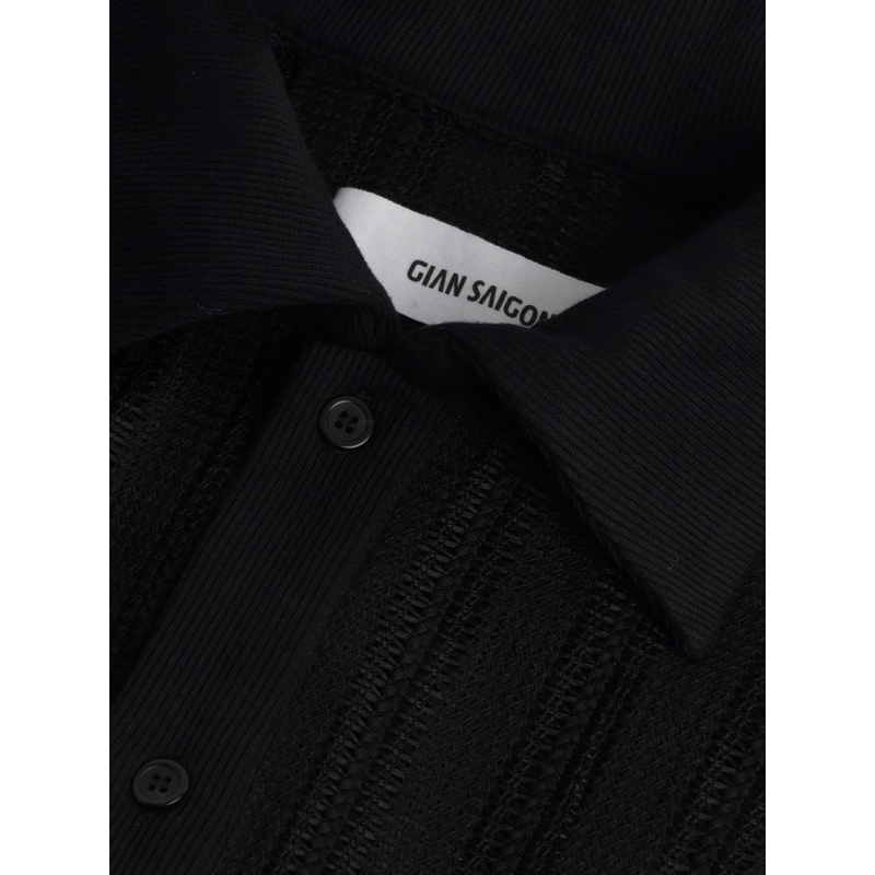 GIAN SAIGON - Áo sơ mi len họa tiết - Semi Sheer Lace Shirt - Màu Đen