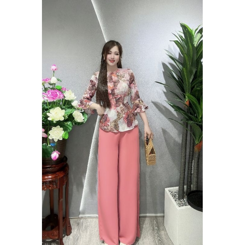 🔥🔥SIÊU HOT🔥🔥BỘ LAM HOA TAY LOE SIZE 40_65KG__PHÁP PHỤC LỤA HOA TAY LOE _BÀ BA HOA TAY LOE__