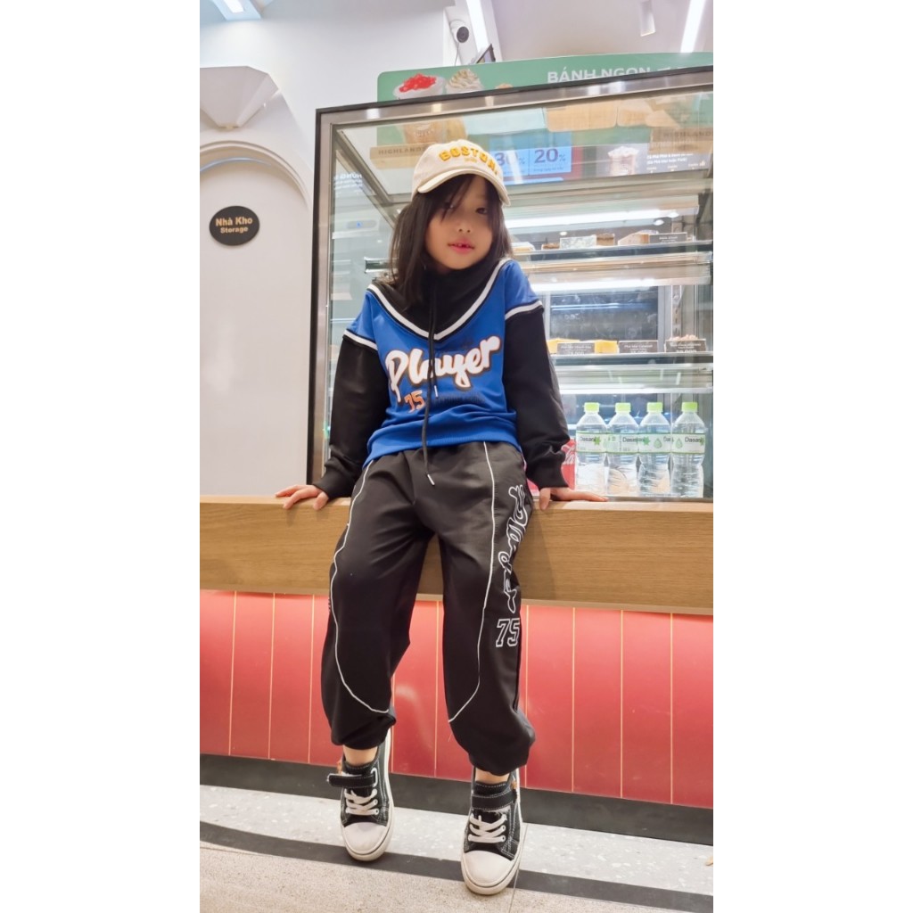 Bộ hoodie nỉ da cá bé trai bé gái size 15 đến 21kg hàng Quảng Châu cao cấp