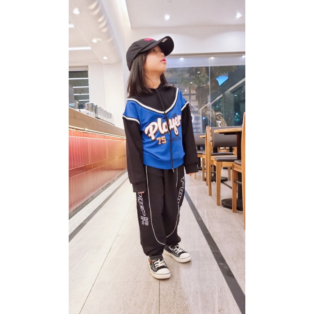 Bộ hoodie nỉ da cá bé trai bé gái size 15 đến 21kg hàng Quảng Châu cao cấp