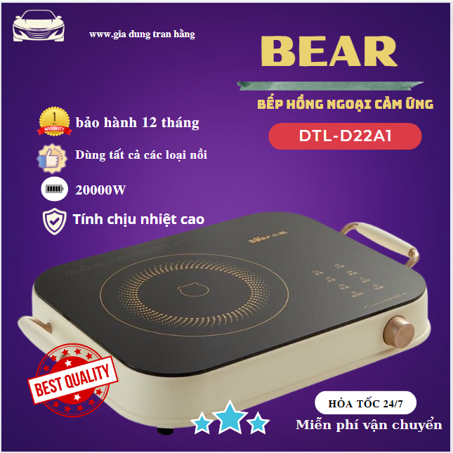 Bếp Điện Hồng Ngoại Đơn Bear Không Kén Nồi, Nút Bấm Cảm Ứng Màn Hình LED Hiển Thị Nhiệt Độ