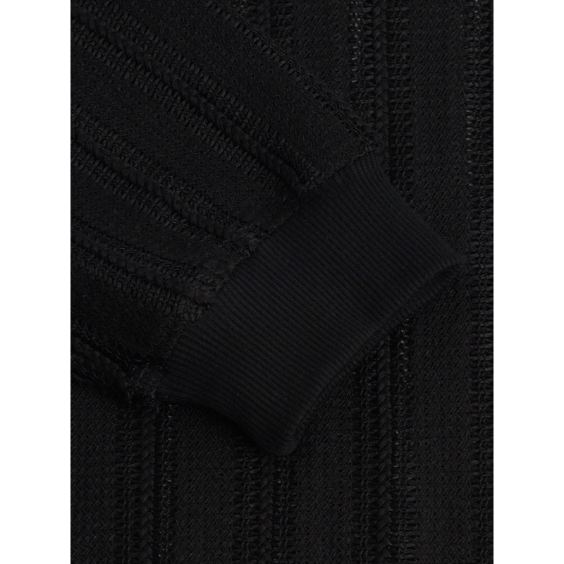 GIAN SAIGON - Áo sweater len họa tiết - SEMI-SHEER LACE SWEATSHIRT - Màu Đen