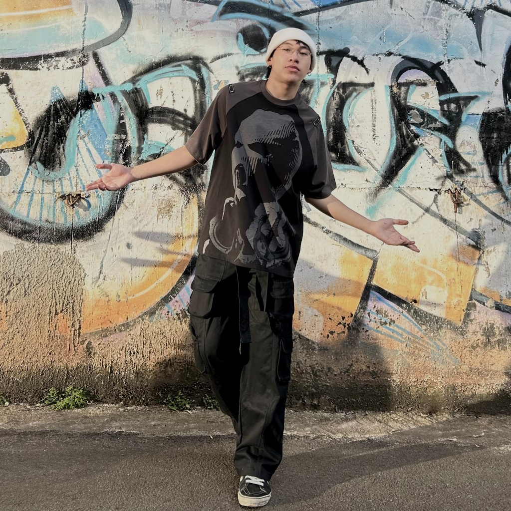 Áo thun raglan nam local brand tay lỡ Pandax polime calm down chính hãng unisex form rộng big size cotton phối màu