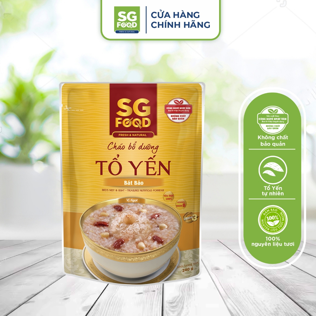 Thùng 30 Gói Cháo Bổ Dưỡng Sài Gòn Food Đủ 5 Vị 240G