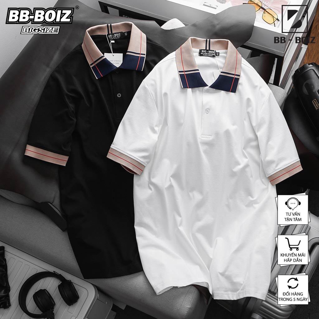 BIGSIZE - Áo thun polo BB - Boiz nam tay ngắn bigsize 80kg - 130kg - cổ BBR