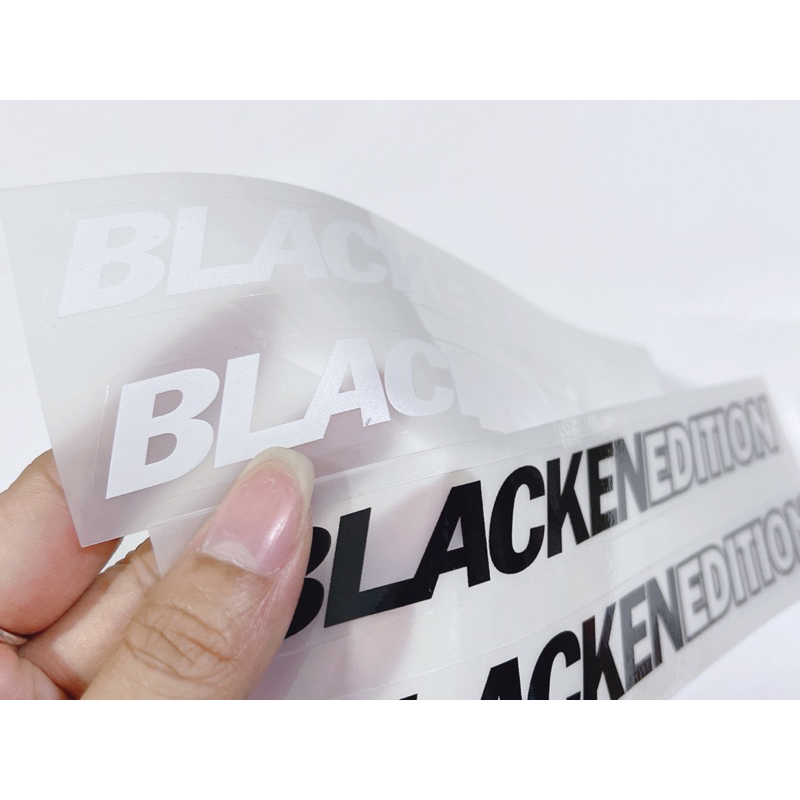 1 bộ 2 miếng tem chữ Blacken Edition dán trang trí xe máy, oto…tem sẵn keo không thấm nước