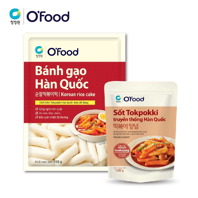 Combo bánh gạo Hàn Quốc 350g và sốt tokbokki 120g O'food