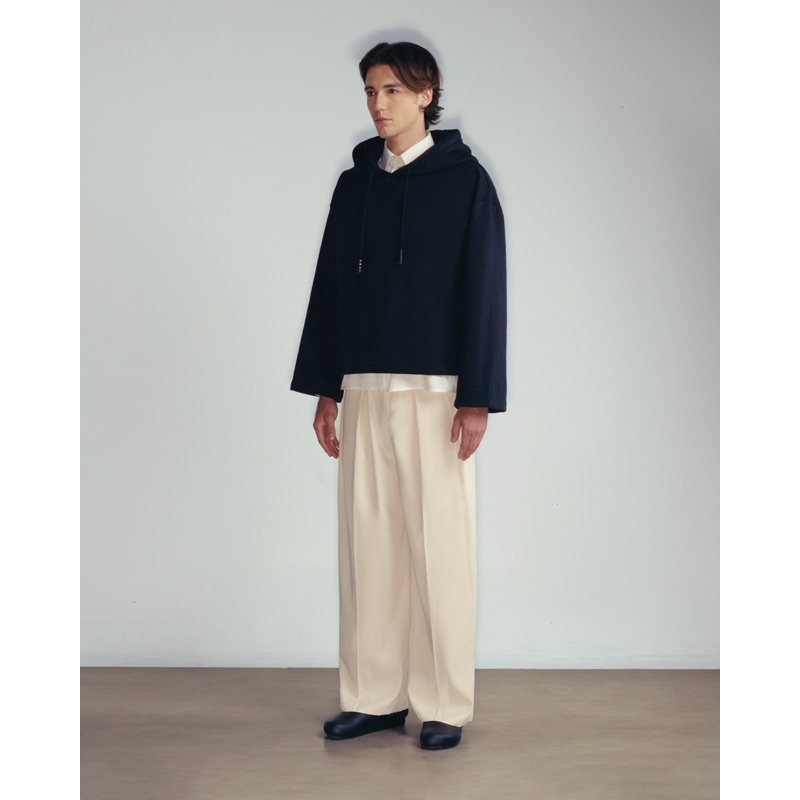 GIAN SAIGON - Áo hoodie dáng lửng- Quilted Loose Hoodie- Màu Đen