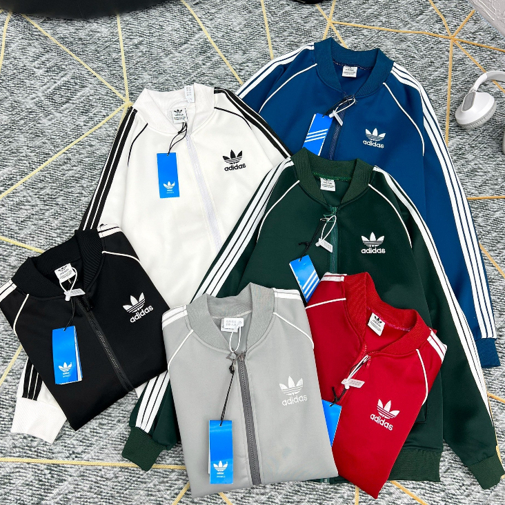 Áo Khoác Thể Thao Adidas ba Sọc dang ngắn Nữ Thun Poly dày dặn 2 Màu Siêu Cấp hot trend 2023
