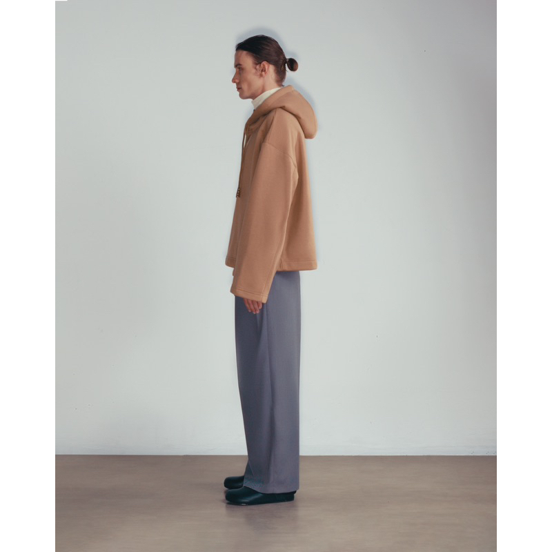 GIAN SAIGON - Áo hoodie dáng lửng- Quilted Loose Hoodie- Màu Nâu Beige