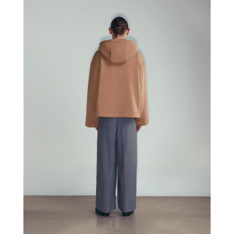 GIAN SAIGON - Áo hoodie dáng lửng- Quilted Loose Hoodie- Màu Nâu Beige