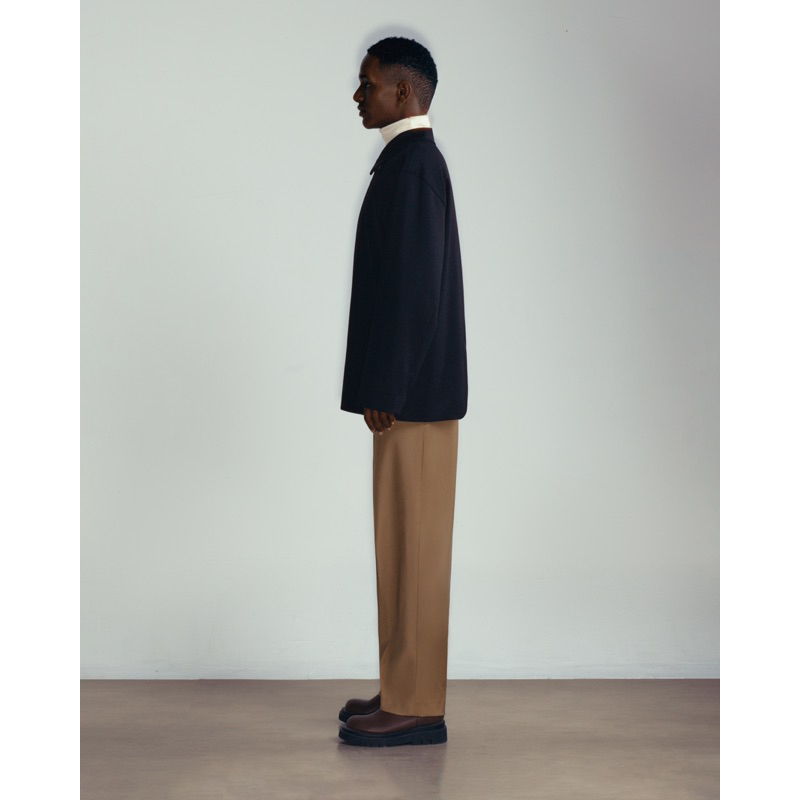 GIAN SAIGON - Quần ống suông cạp cao- Wool-Blend Straight Leg Trouser - Màu Nâu