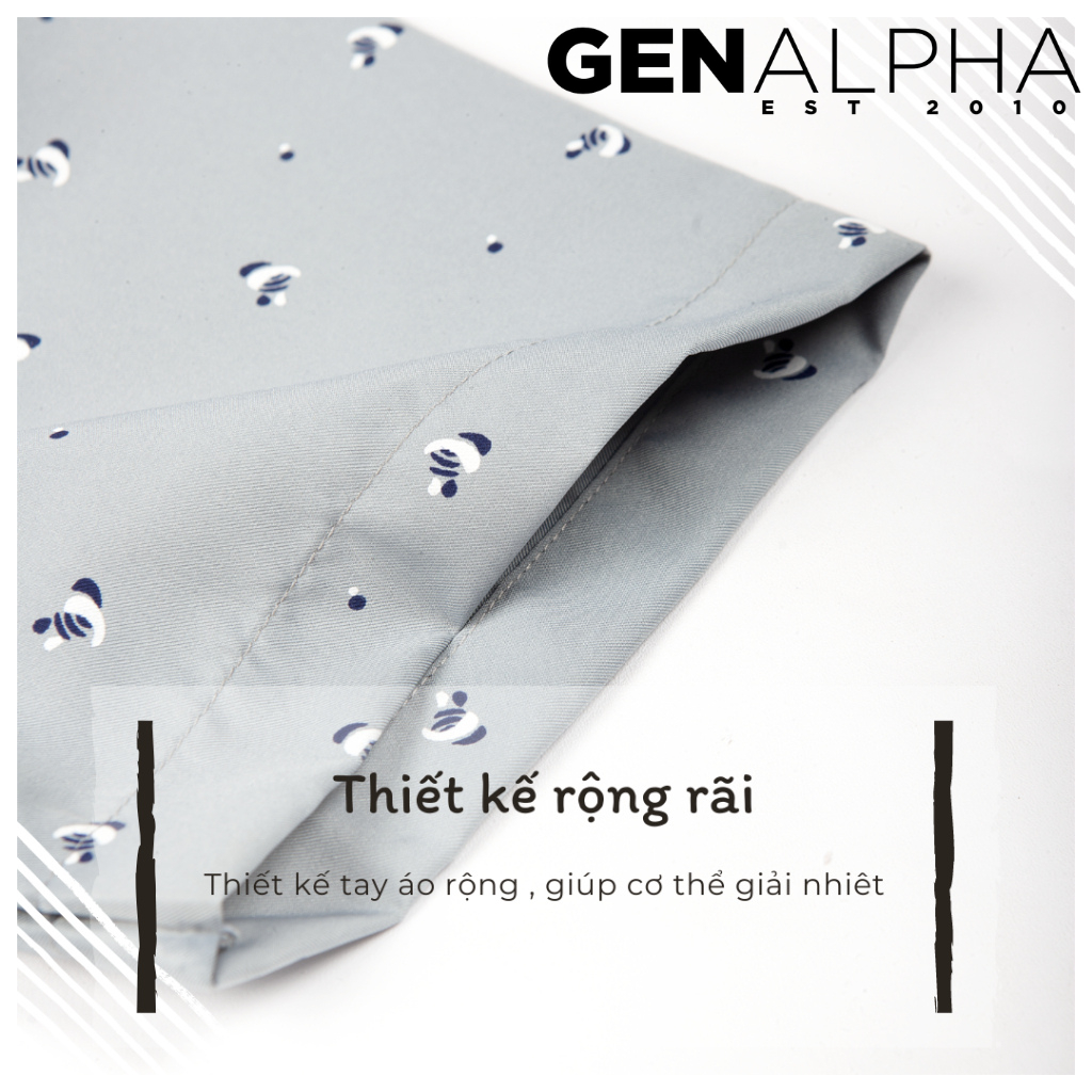 Áo sơ mi nam ngắn tay trung niên vải lụa mềm mịn co giãn form rộng có túi GEN ALPHA, sơ mi tay ngắn trung niên GEN1425