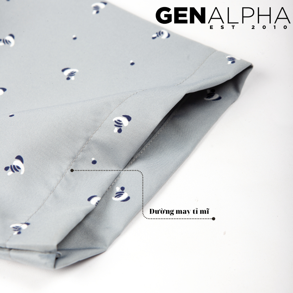 Áo sơ mi nam ngắn tay trung niên vải lụa mềm mịn co giãn form rộng có túi GEN ALPHA, sơ mi tay ngắn trung niên GEN1425
