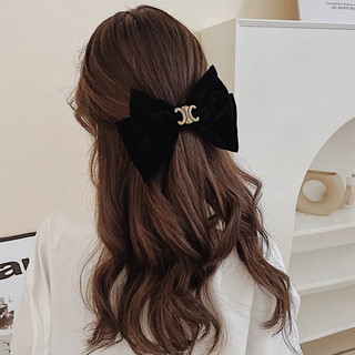 LAROSABYH Kẹp tóc nhung đen nửa đầu sang chảnh