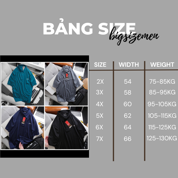Áo Thun Polo Nam nam tay ngắn vải thun lạnh bigsize 80 -130kg - đủ màu