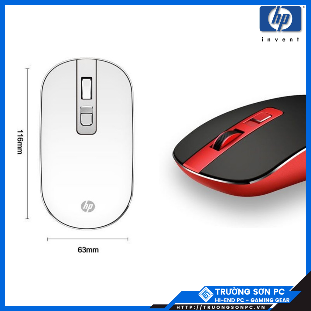 Chuột Không Dây HP S4000 Không Tiếng Ồn - Có Công Tắc On/Off Độ Nhạy Cao 1600DPI 2.4Ghz | Bảo Hành 12 Tháng