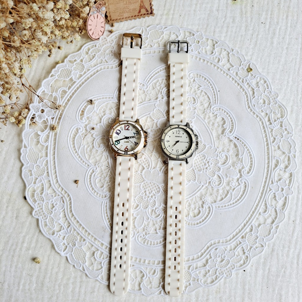 Đồng hồ Si Nhật - Nữ - Jaxis/Geneva - Mặt vuông / Dây cao su bền bỉ