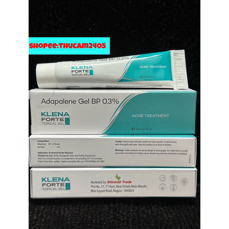 Gel KLENA Forte Adapalene 0.3% giảm mụn, chống lão hóa .