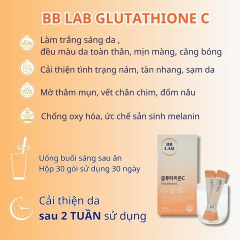Bột uống BB LAB Glutathione 1200mg và Vitamin C 110mg làm trắng da, mờ nám, giảm thâm mụn bblab bb lab