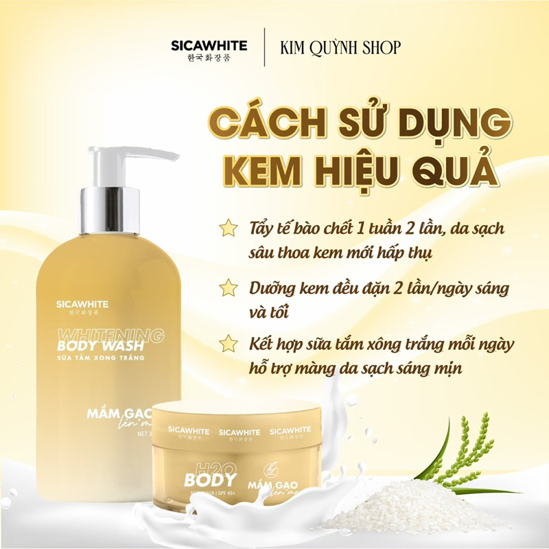 Kem body mầm gạo 250gr tặng sữa tắm xông trắng 300ml - Kim Quỳnh Shop