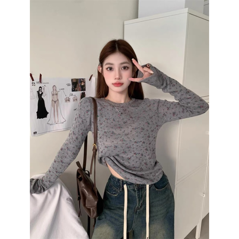 Áo thun gân hoa nhí tay dài 23'September