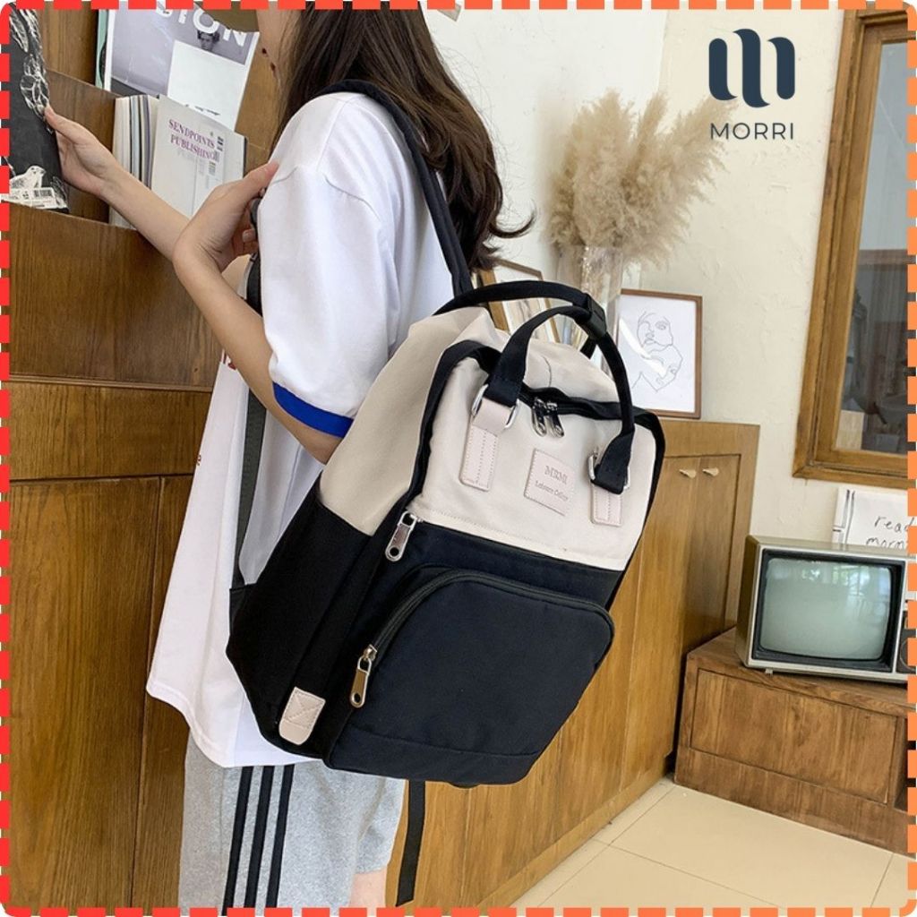 Mo112. Ba lô Đựng Laptop, Sách vở Đa Năng, Cỡ Trung 37*28*12cm Dùng Cho HS Cấp 2, Cấp 3, ĐH (𝗠𝗢𝗥𝗥𝗜_𝑽𝒂̆𝒏 𝒑𝒉𝒐̀𝒏𝒈 𝒑𝒉𝒂̂̉𝒎)