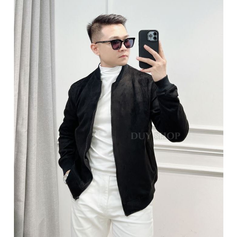 Áo khoác da lộn Bomber trẻ trung, chất liệu co dãn siêu bền 224 HIDO DUYSHOP Menswear