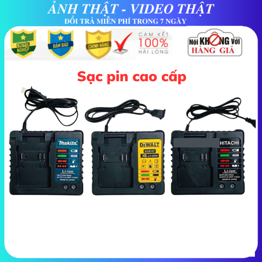 Sạc pin máy siết bulong máy khoan pin 10 cell Makita, De.walt, Hitachi Sạc bàn