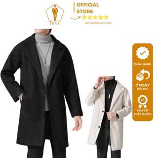 Áo khoác dạ TRAZ MEN măng tô nam hàn quốc dáng ngắn  đen xám be mangto trench coat mantle manto big size XXL 3XL 4XL 5XL