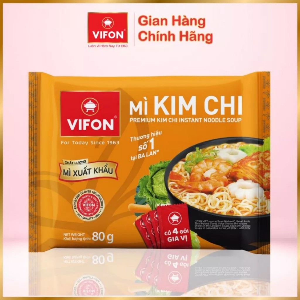 Mì Xuất Khẩu VIFON Vị Kim Chi, 80g/ gói.