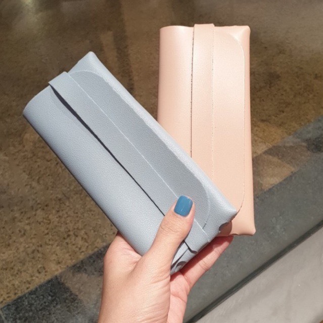 Ví da gài đa năng đựng kính mát, kính cận màu trơn PK506 thời trang