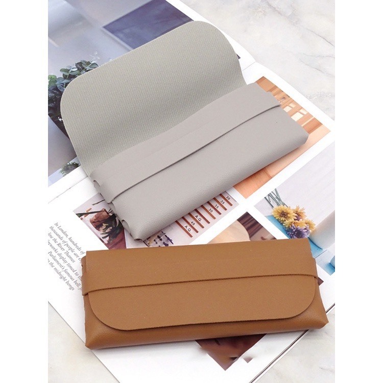 Ví da gài đa năng đựng kính mát, kính cận màu trơn PK506 thời trang