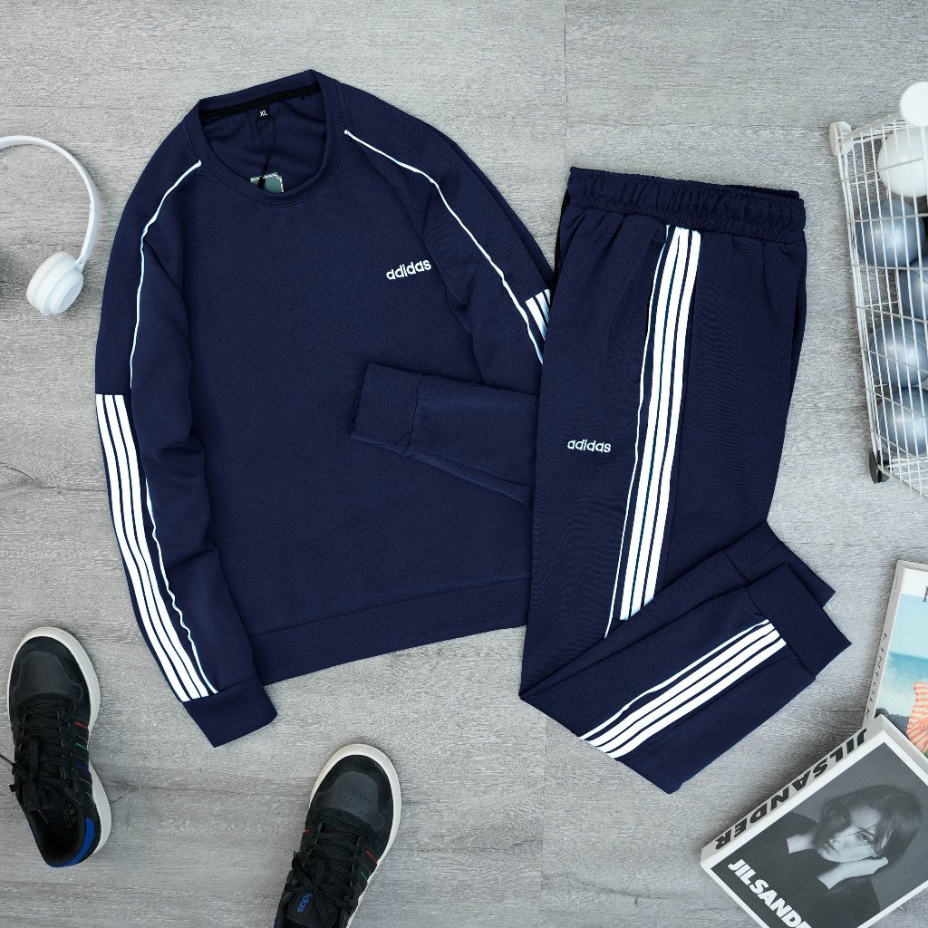 Bộ quần áo thể thao nam dài tay thu đông, chất vải poly cao cấp mềm mại, phối dây viền thể thao trẻ trung - nam tính