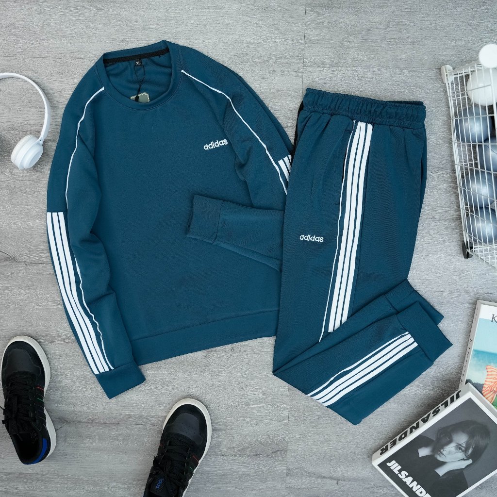 Bộ quần áo thể thao nam dài tay thu đông, chất vải poly cao cấp mềm mại, phối dây viền thể thao trẻ trung - nam tính