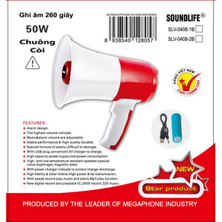 Loa phóng thanh chính hãng SoundLife dùng pin sạc công suất 50W