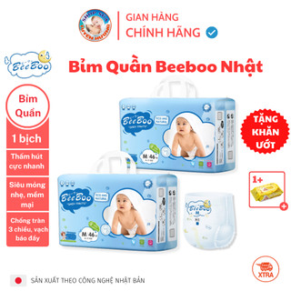   MUA 2 BỊCH TẶNG KHĂN ƯỚT  Bỉm Beeboo Nhật Quần Dán Siêu Mềm Mại Siêu Mỏng Nhẹ Bỉm Nhật Siêu Khô Thoáng 