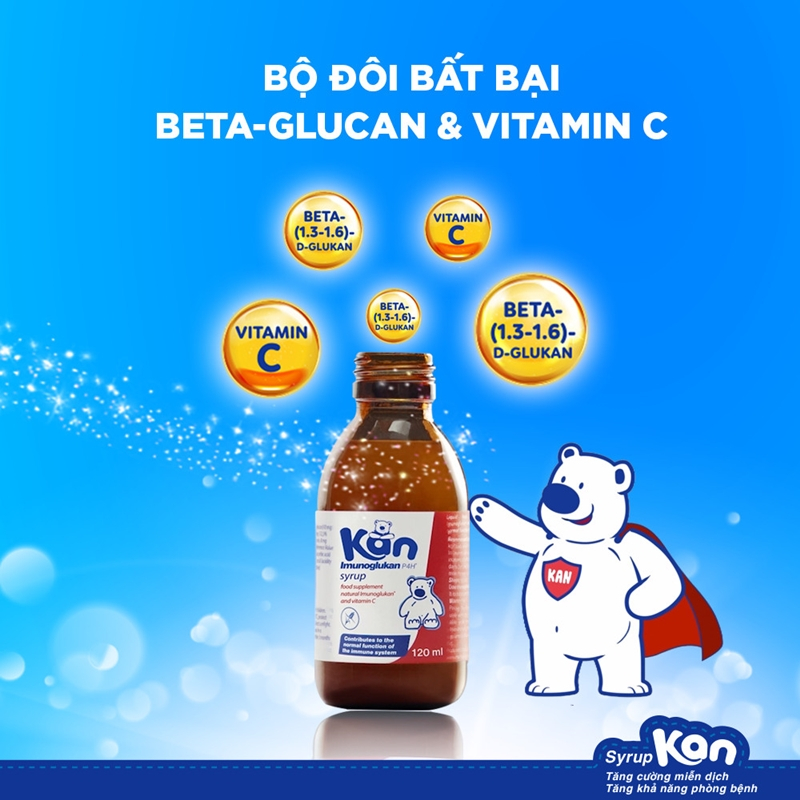 Siro Tăng Sức Đề Kháng GẤU KUN Imunoglukan P4H Pleuran 120ml