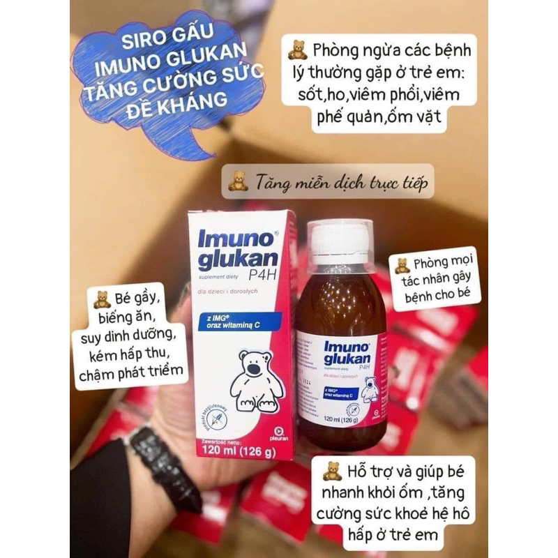 Siro Tăng Sức Đề Kháng GẤU KUN Imunoglukan P4H Pleuran 120ml