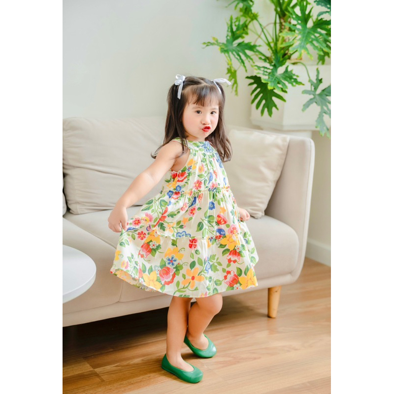 Váy cổ yếm cho bé DORYKIDS váy ba tầng váy hoa nhí bé gái xinh xắn 100% cotton cao cấp thiết kế riêng cho bé 1-10 tuổi V