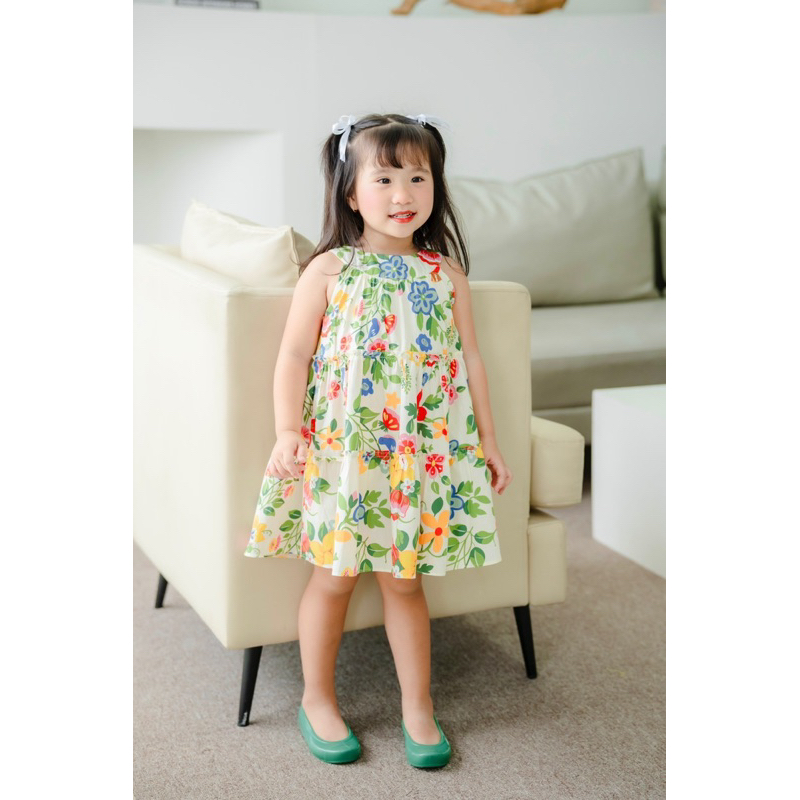 Váy cổ yếm cho bé DORYKIDS váy ba tầng váy hoa nhí bé gái xinh xắn 100% cotton cao cấp thiết kế riêng cho bé 1-10 tuổi V