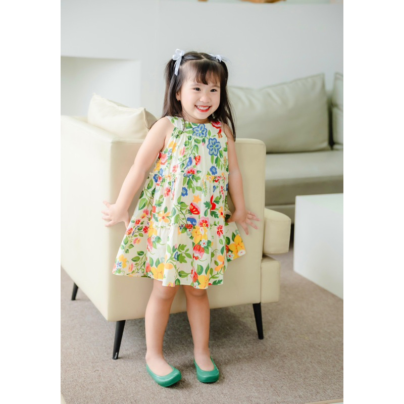 Váy cổ yếm cho bé DORYKIDS váy ba tầng váy hoa nhí bé gái xinh xắn 100% cotton cao cấp thiết kế riêng cho bé 1-10 tuổi V