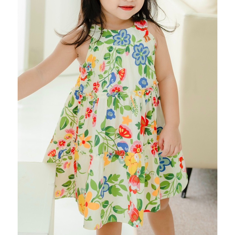 Váy cổ yếm cho bé DORYKIDS váy ba tầng váy hoa nhí bé gái xinh xắn 100% cotton cao cấp thiết kế riêng cho bé 1-10 tuổi V