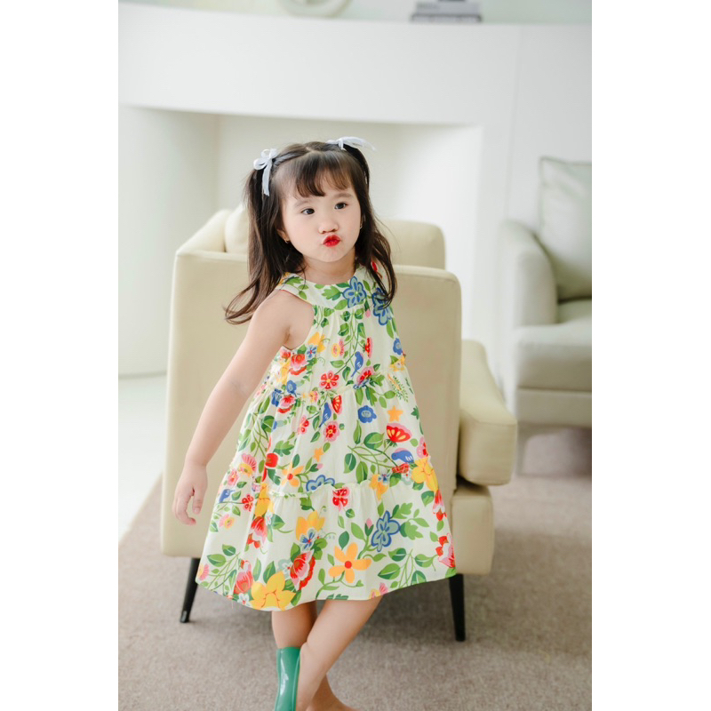 Váy cổ yếm cho bé DORYKIDS váy ba tầng váy hoa nhí bé gái xinh xắn 100% cotton cao cấp thiết kế riêng cho bé 1-10 tuổi V