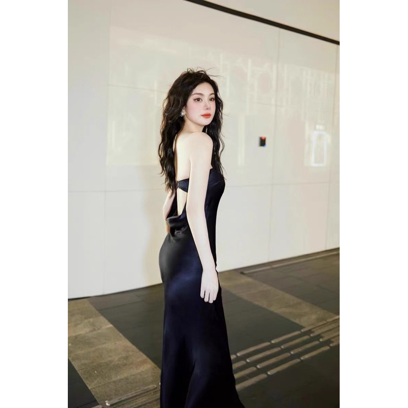 Đầm dài đi tiệc hở lưng sang trọng có mút váy quây sexy Linari D17