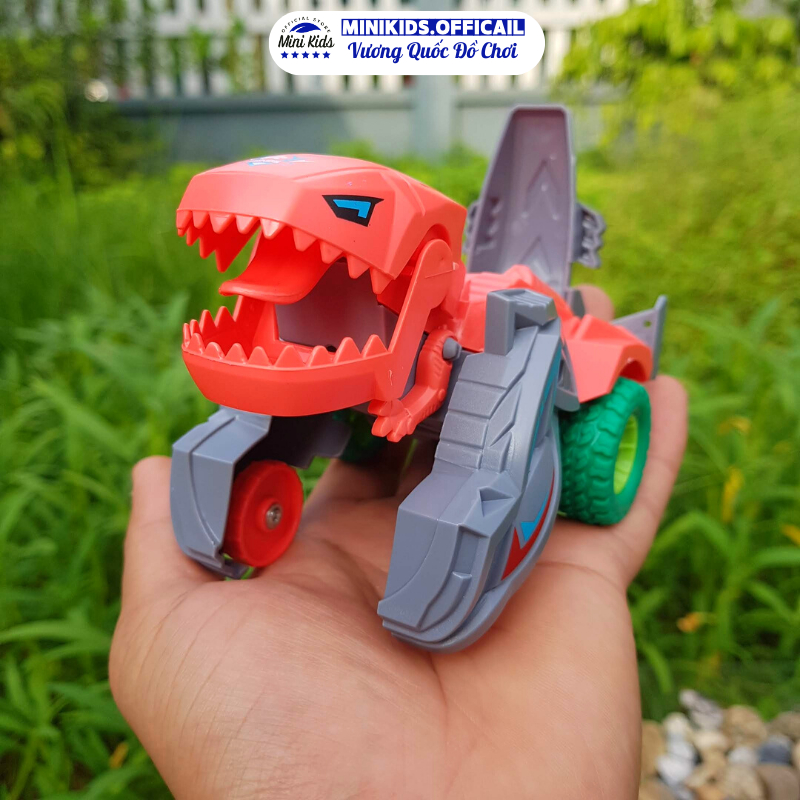 Đồ chơi ô tô khủng long chạy bánh đà, biến hình khi gặp vật cản dành cho bé - Đồ chơi MiniKids