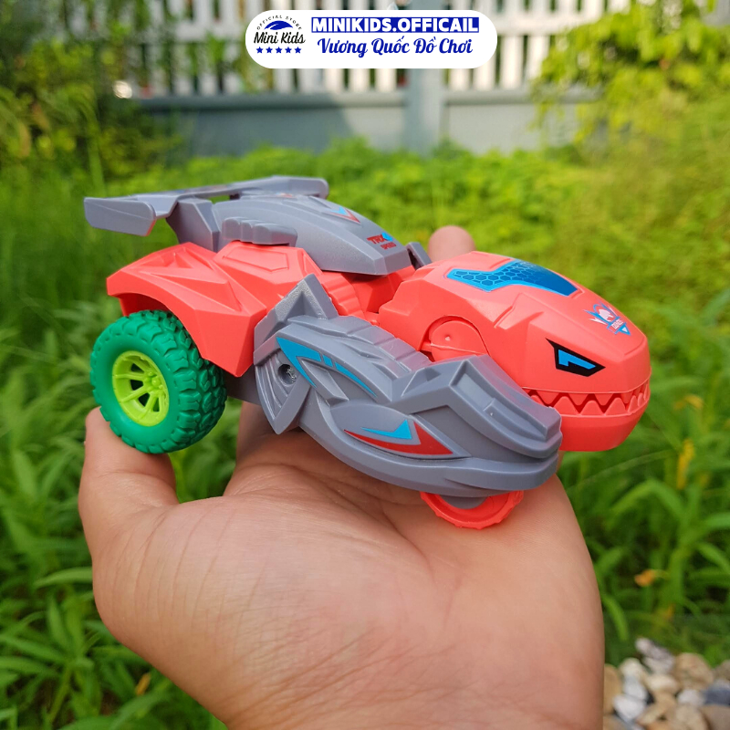 Đồ chơi ô tô khủng long chạy bánh đà, biến hình khi gặp vật cản dành cho bé - Đồ chơi MiniKids