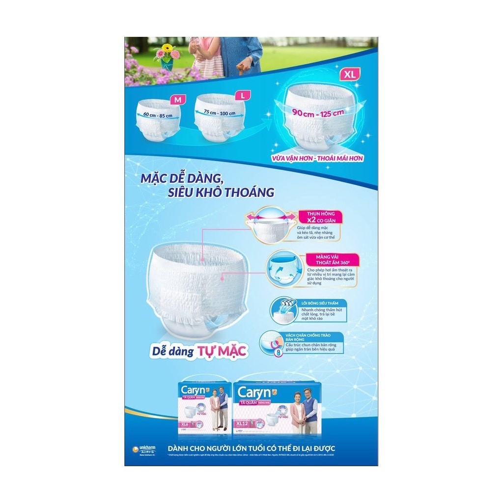 Tã Bỉm Quần Người Lớn Caryn Mỏng Nhẹ Chống Tràn Size L5 Miếng Dành Cho Người Lớn