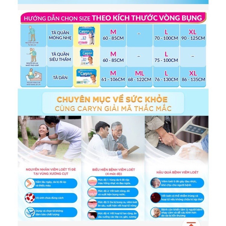 Tã Bỉm Quần Người Lớn Caryn Mỏng Nhẹ Chống Tràn Size L5 Miếng Dành Cho Người Lớn
